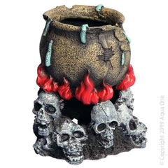 Ornament Skull Fire With Couldron 11x11x13cmh-1