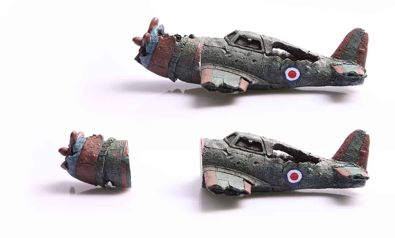 Ornament Magnetic Glass Wrecked Bomber 24x12x7cm