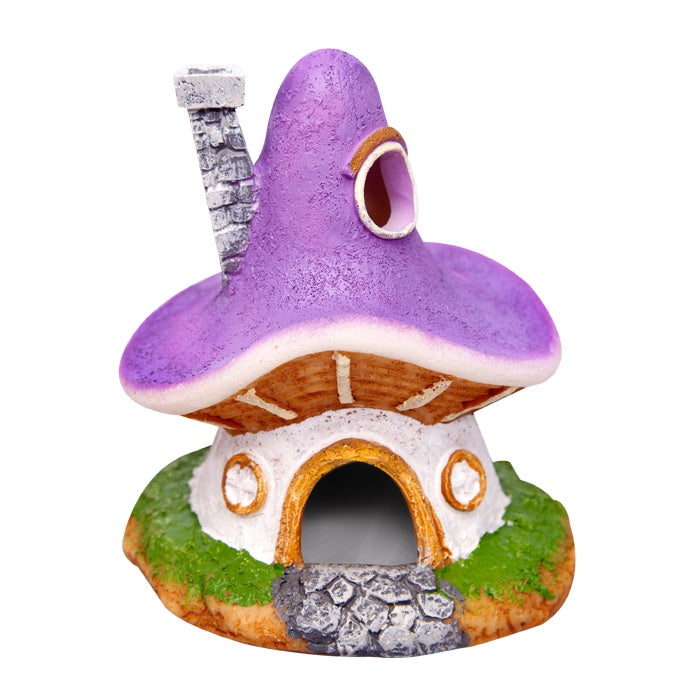 Aqua One Ornament Elf Mushroom House Purple 8.5cm x 8cm x 10cmH