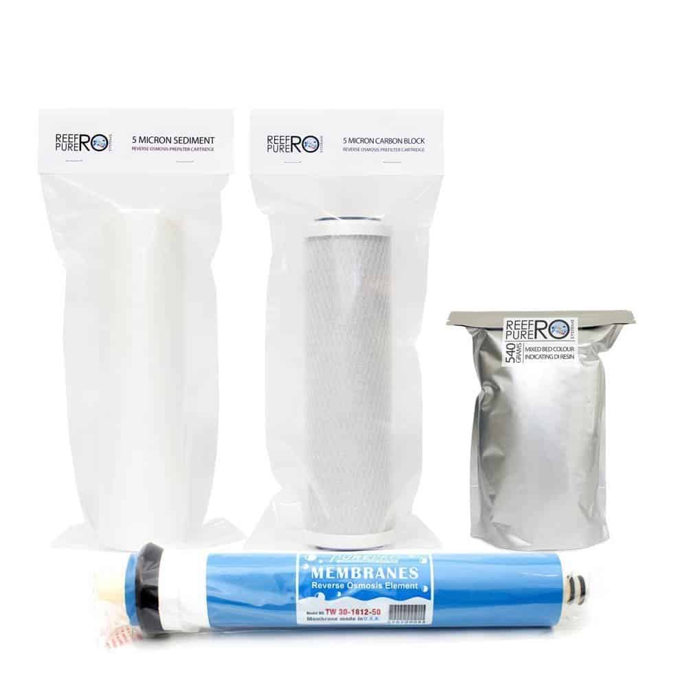4 Stage Filter Kit " DI Resin & Single 50GPD Membrane