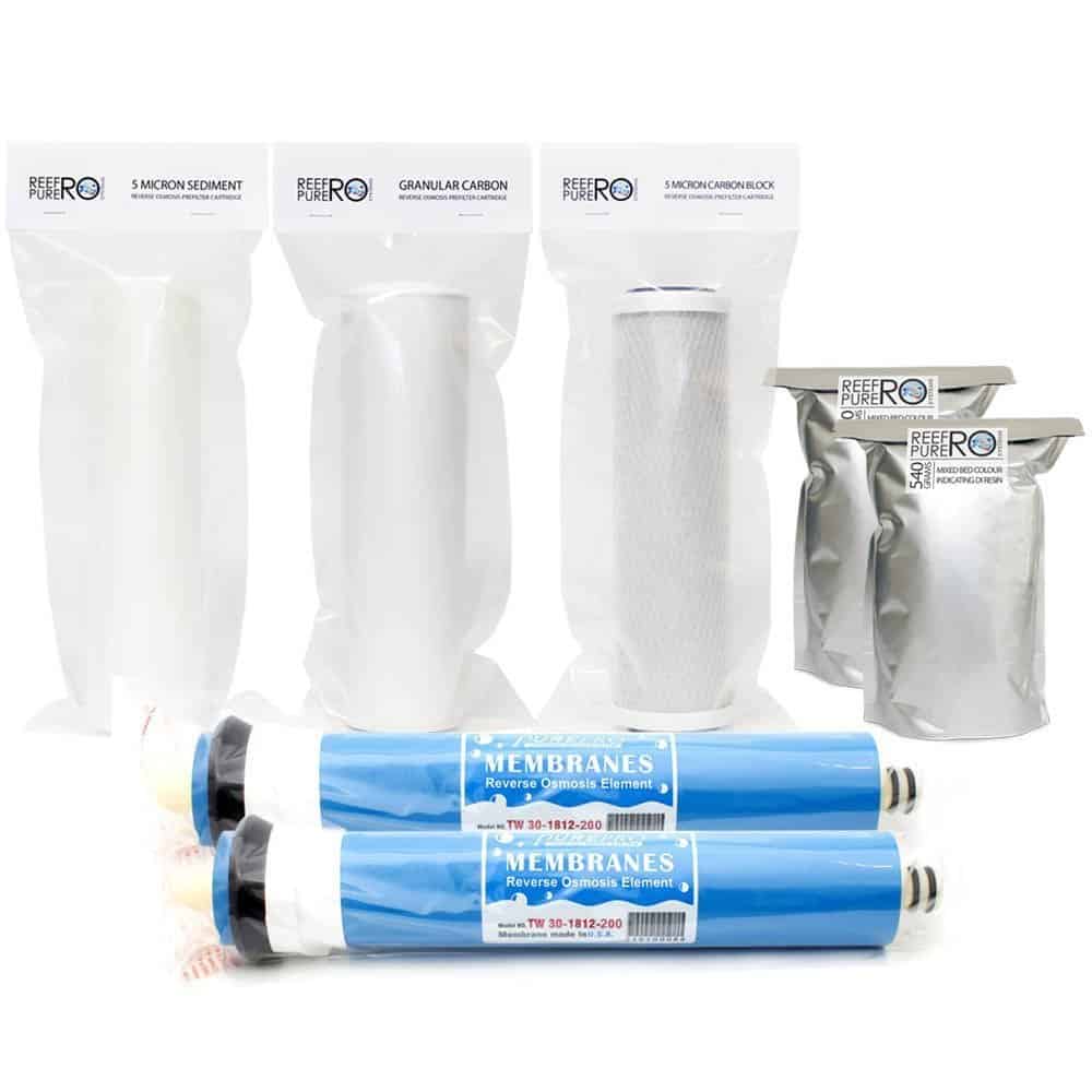 6 Stage Expert Filter Kit " DI Resin & Twin 200GPD Membrane
