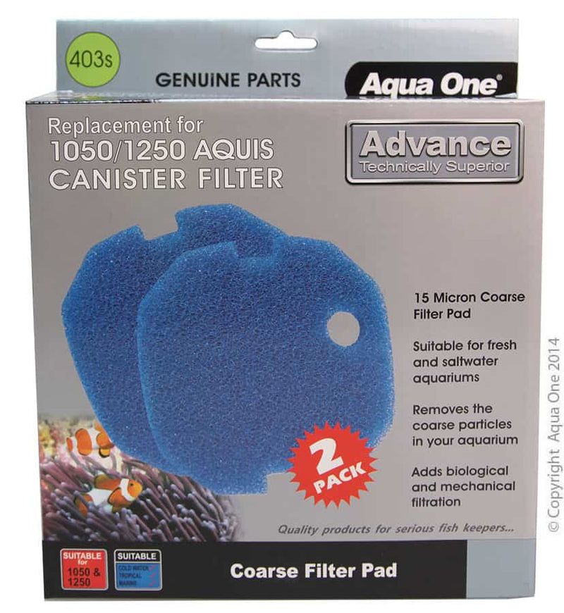 Aqua One Sponge 15ppi 2pk 403s - Aquis 1050/1250 - 25403s-1