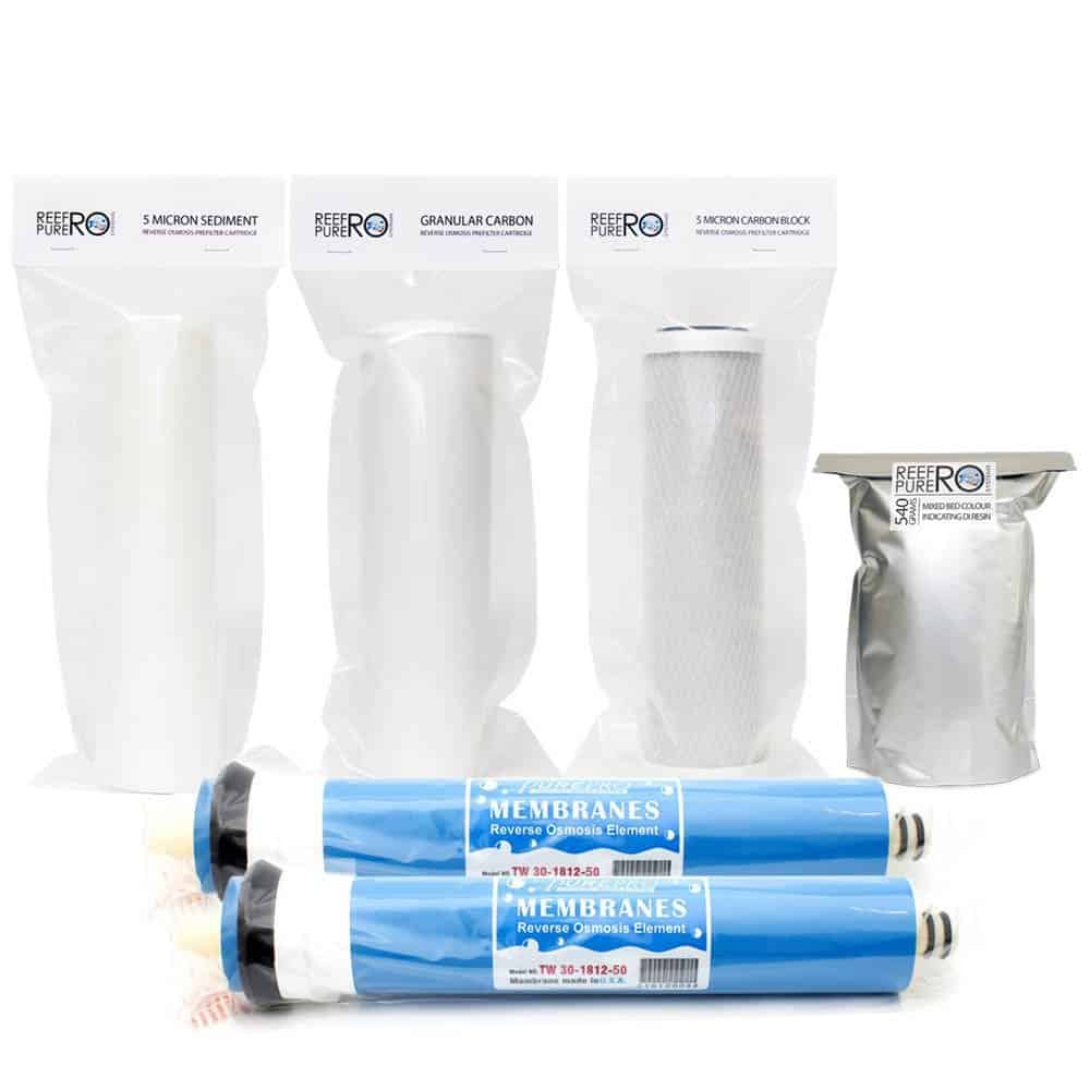 5 Stage Filter Kit " DI Resin & Twin 50GPD Membranes