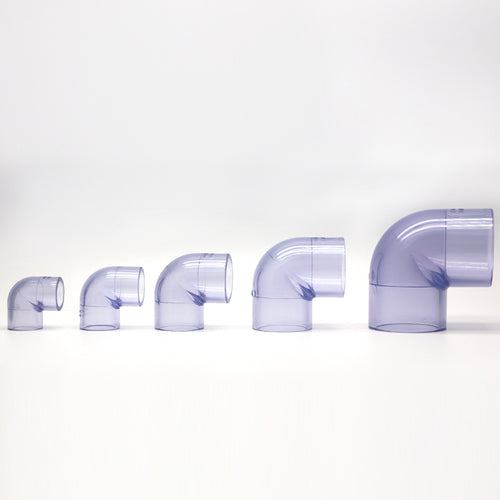 Clear DIN UPVC 90 Degree Elbow-1