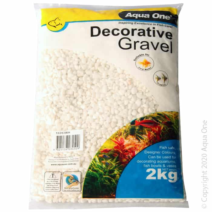 Aqua One Decorative Gravel 2kg White 7mm-1