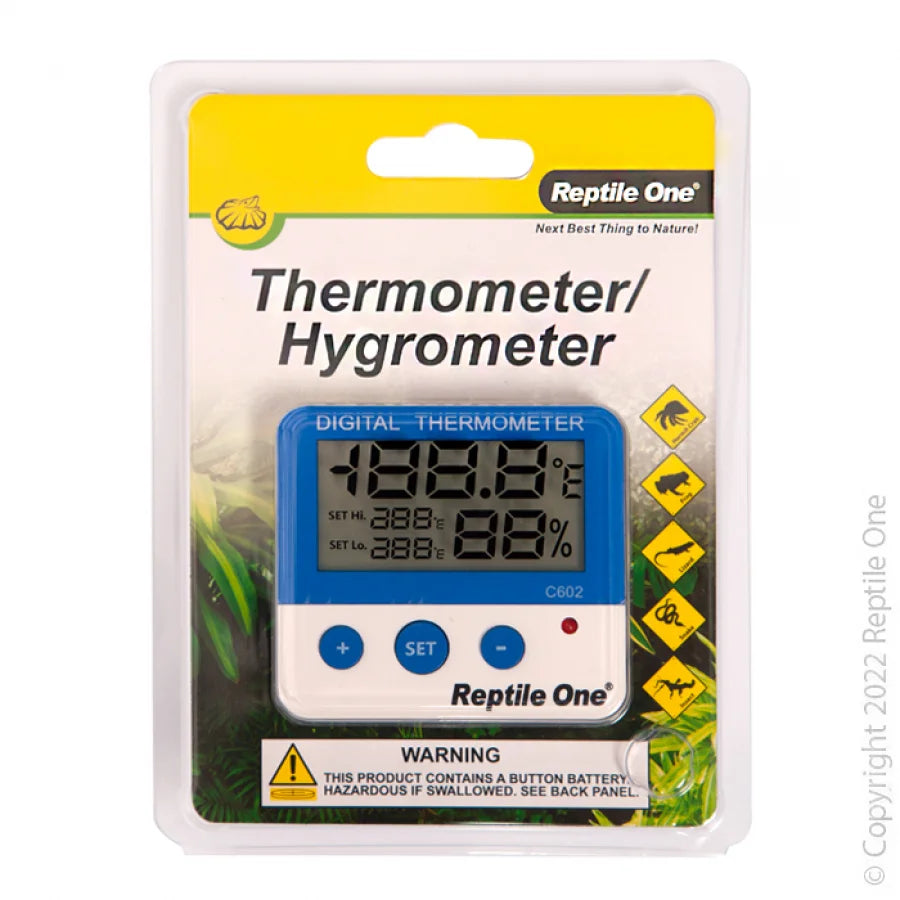 Reptile One Thermometer Hygrometer Reptile External With Probe And Min Max LCD