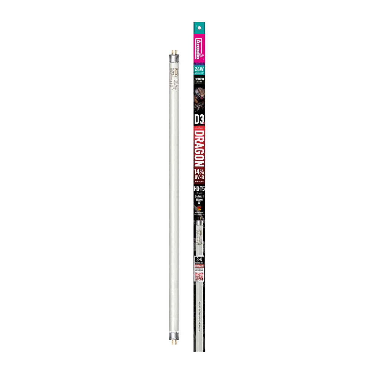 Arcadia 22"/560mm D3+ Dragon 14% UV-B Tube T5 - 24W-1