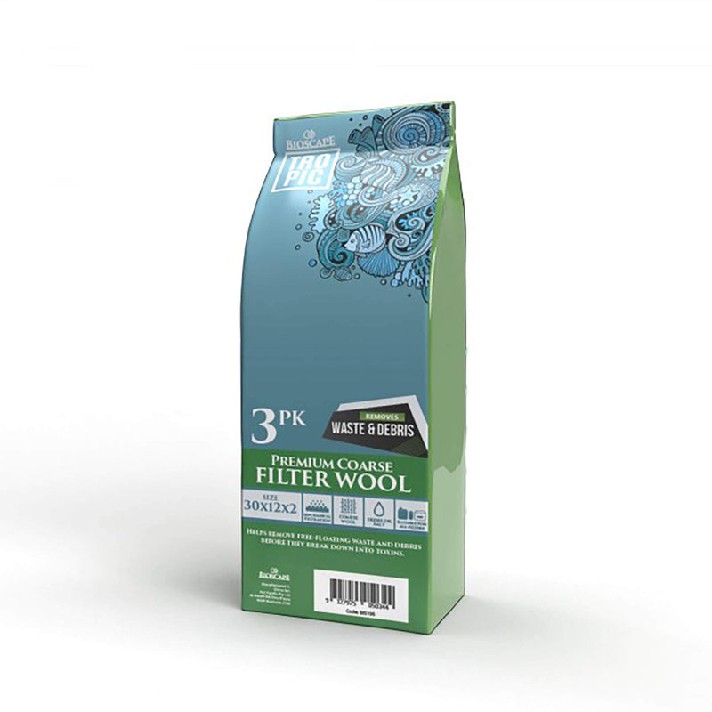 Bioscape Premium Coarse Filter Wool 3 Pack - Blue 32 x 12 x 02cm Sheets-1