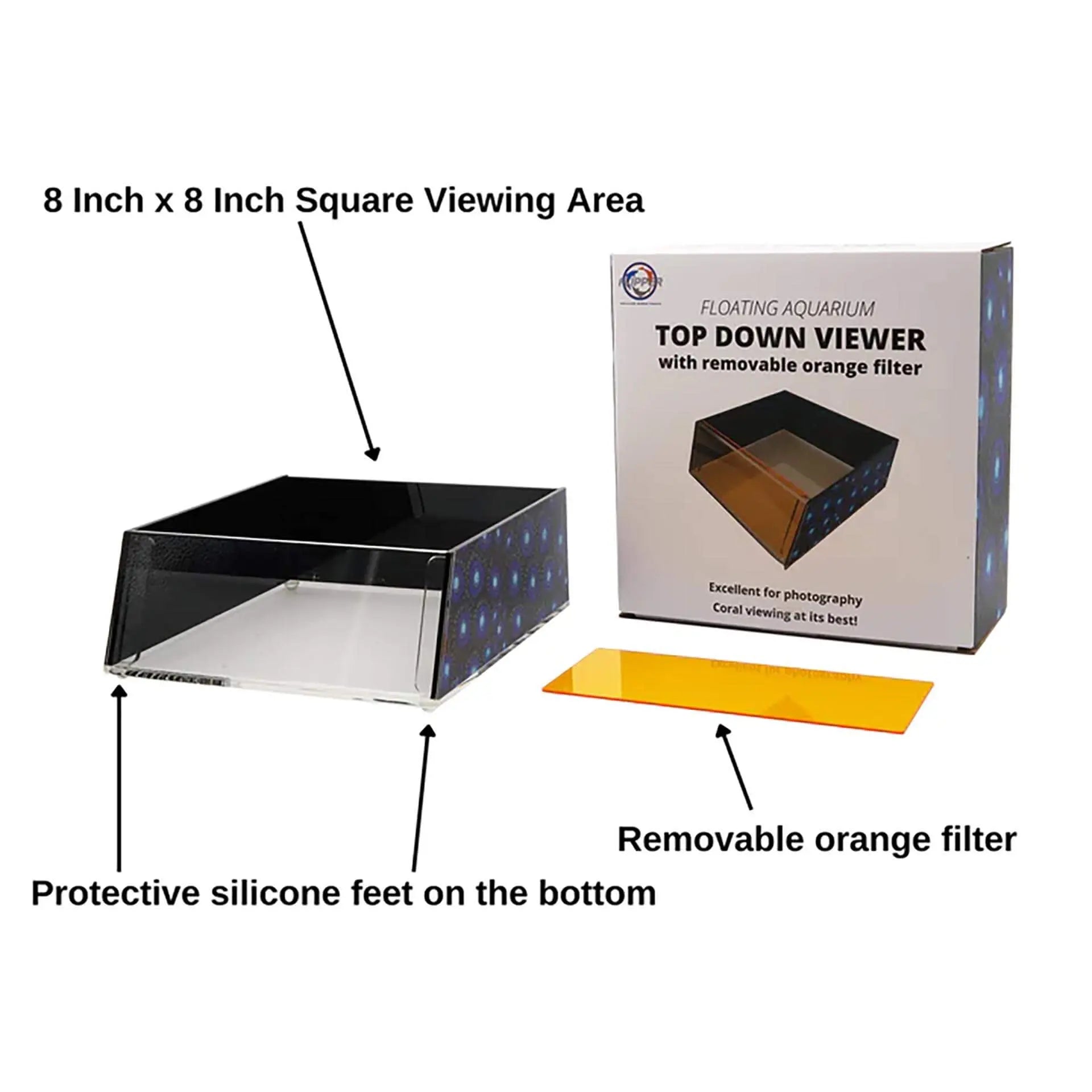Flipper Top Down Viewer with Removable Orange Filter - 8" Ultra Clear Viewing Area-2