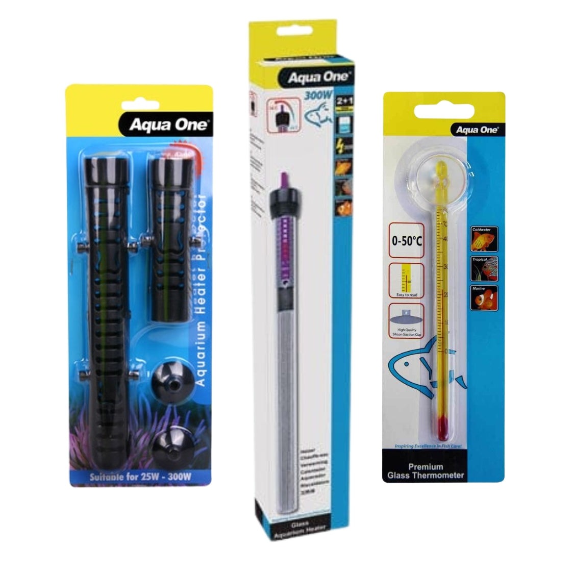 Aqua One Glass Heater 300w - 35.5cm Kit (3pk)