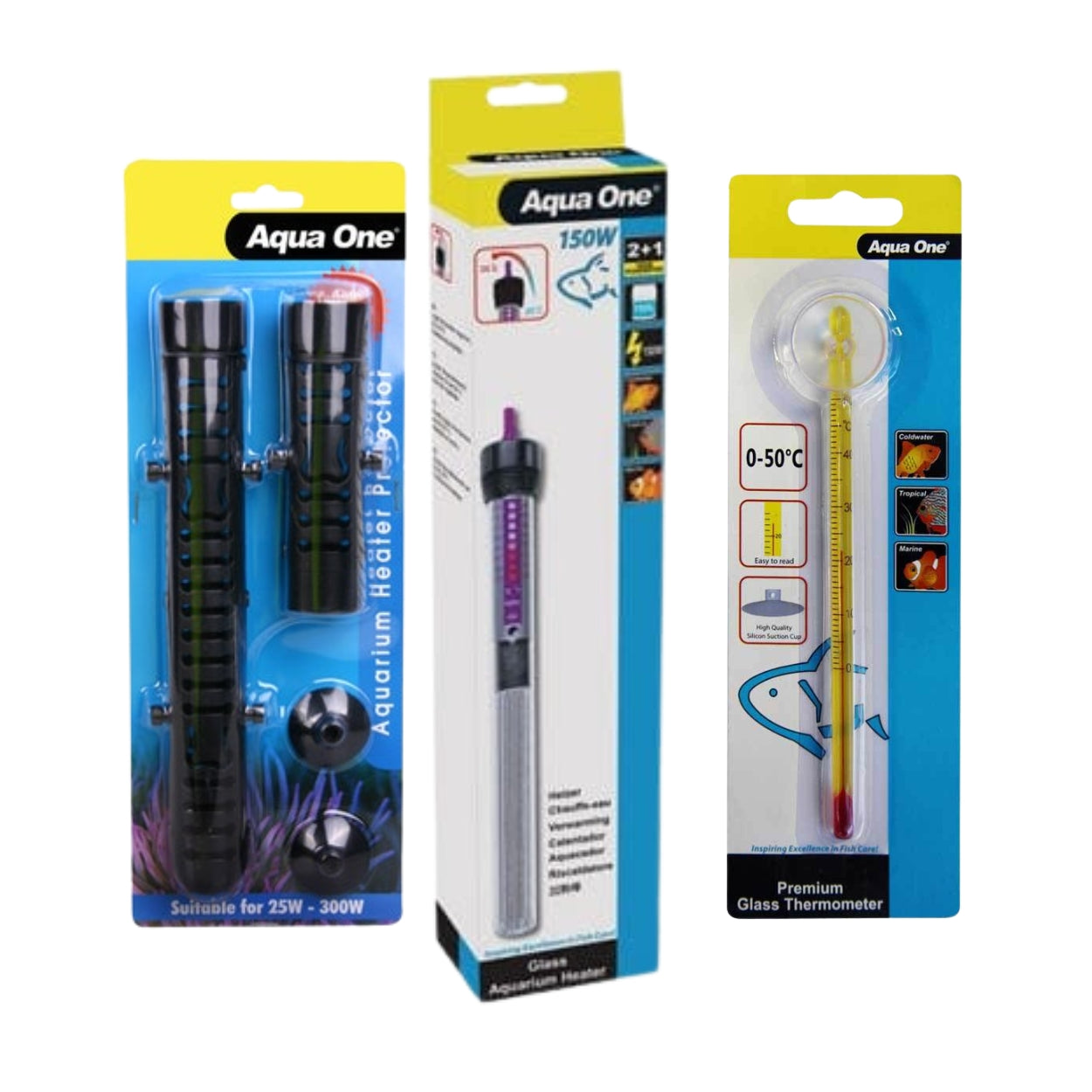 Aqua One Glass Heater 150w - 24.5cm Kit (3pk)-1