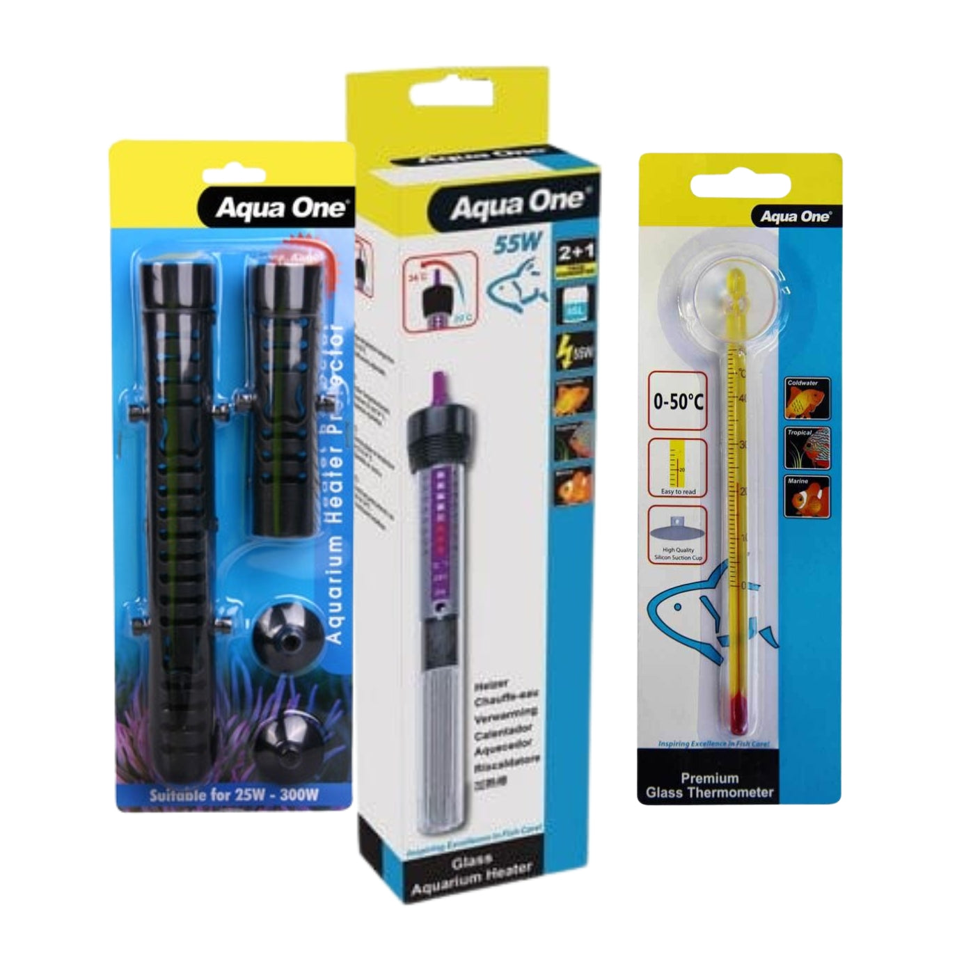 Aqua One Glass Heater 55w 20.5cm Kit (3pk)-1