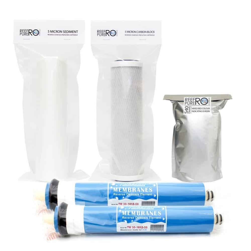 4 Stage Filter Kit " DI Resin & Twin 50GPD Membranes