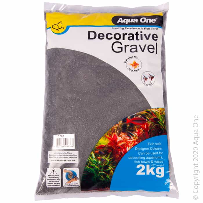 Aqua One Decorative Gravel 2kg Black Silica No.1 1mm-1