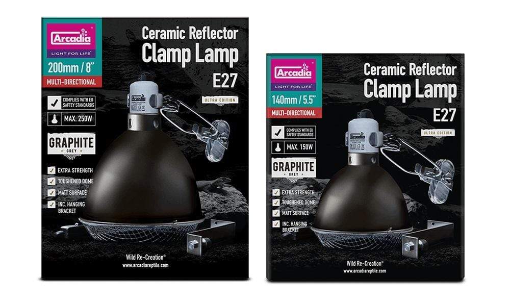 Arcadia Reflector Clamp Lamp + Ceramic E27 Lampholder GR - 14cm