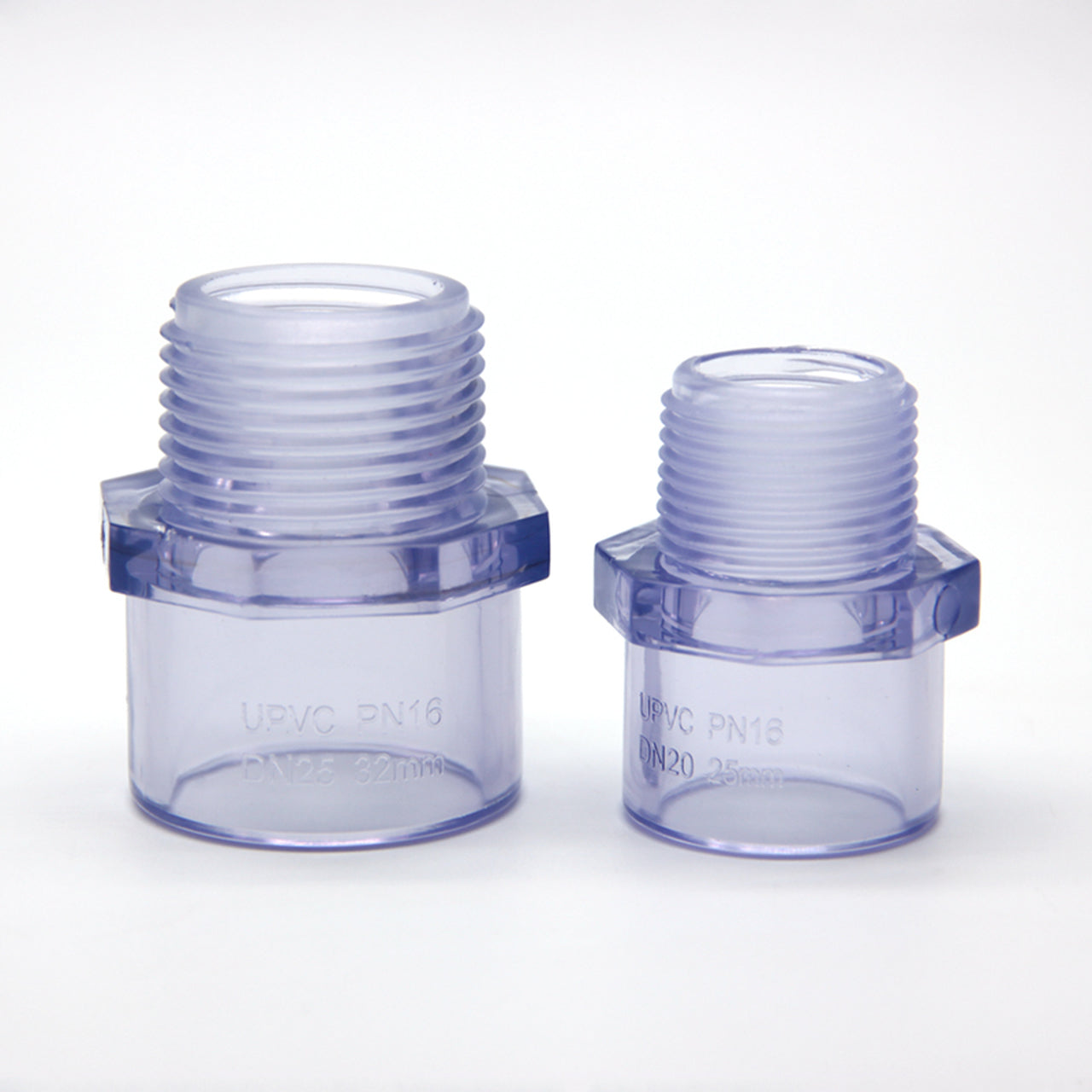 Clear DIN UPVC Male Thread Coupling-1