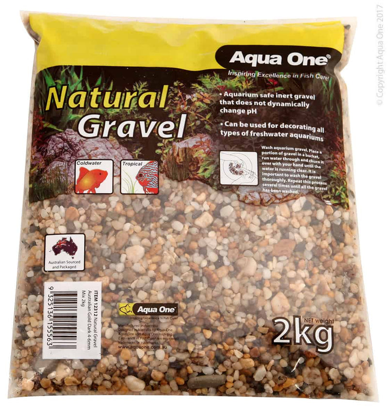 Aqua One Natural Gravel Australian Gold Dark 4-6mm Mix 2kg-1