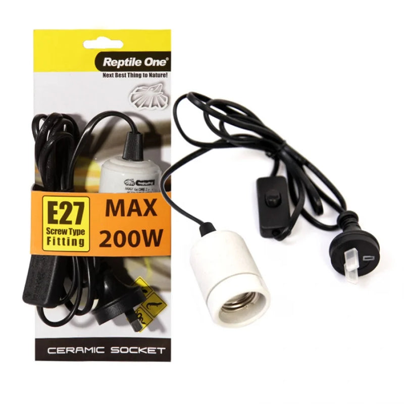 Reptile One Heat Lamp Ceramic Socket Suit Up To 200w E27 Screw-1